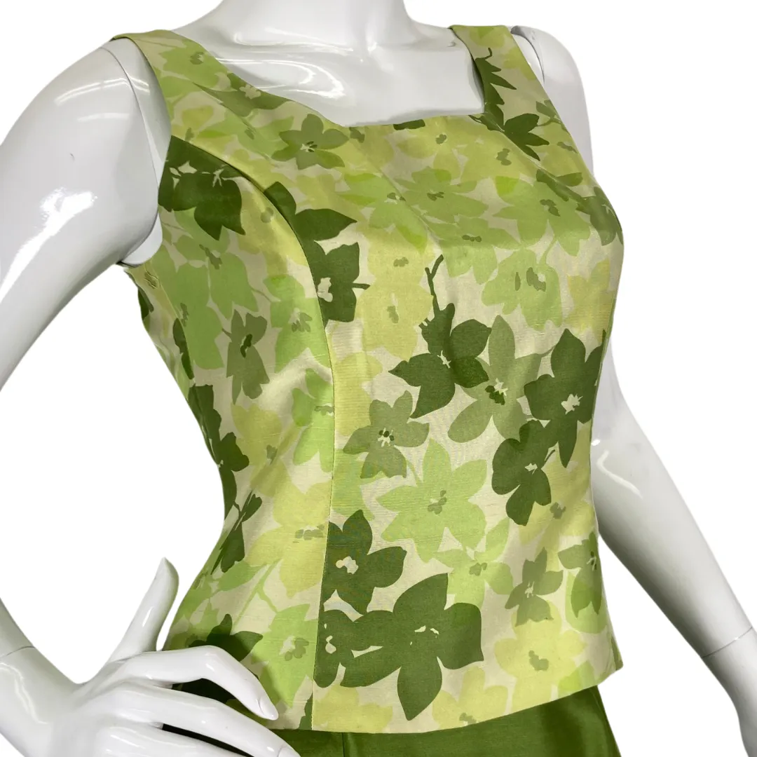 Kasper Floral Green Skirt, Top and a Blazer Suit Set