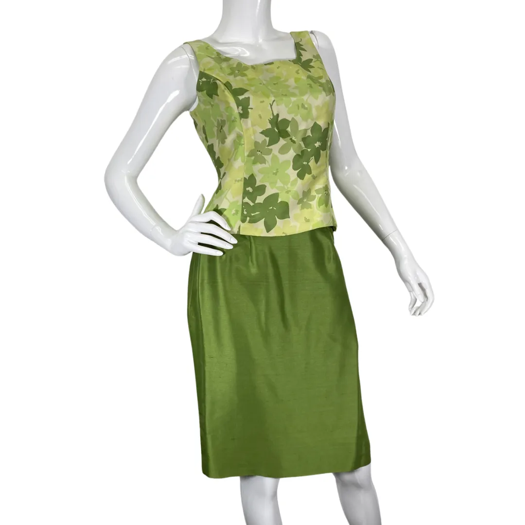 Kasper Floral Green Skirt, Top and a Blazer Suit Set