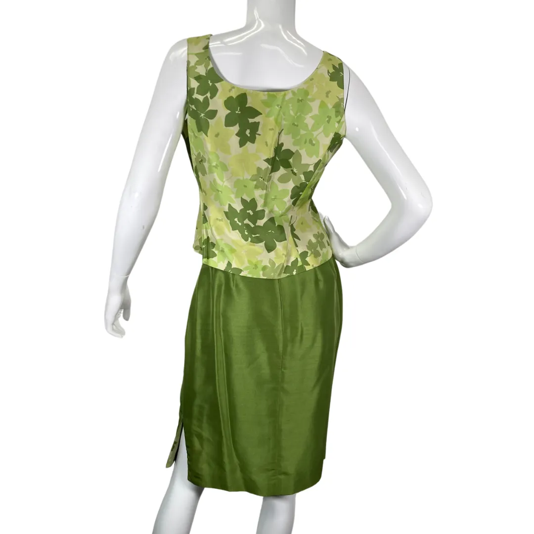 Kasper Floral Green Skirt, Top and a Blazer Suit Set