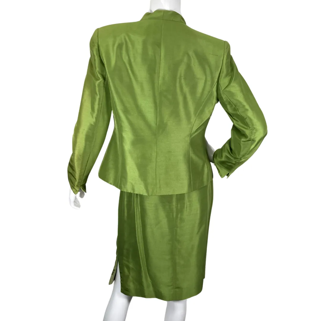 Kasper Floral Green Skirt, Top and a Blazer Suit Set