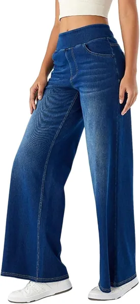 Large Size Denim High-Waisted Thin Multi-Pocket Straight Loose Dressy Casual Pants