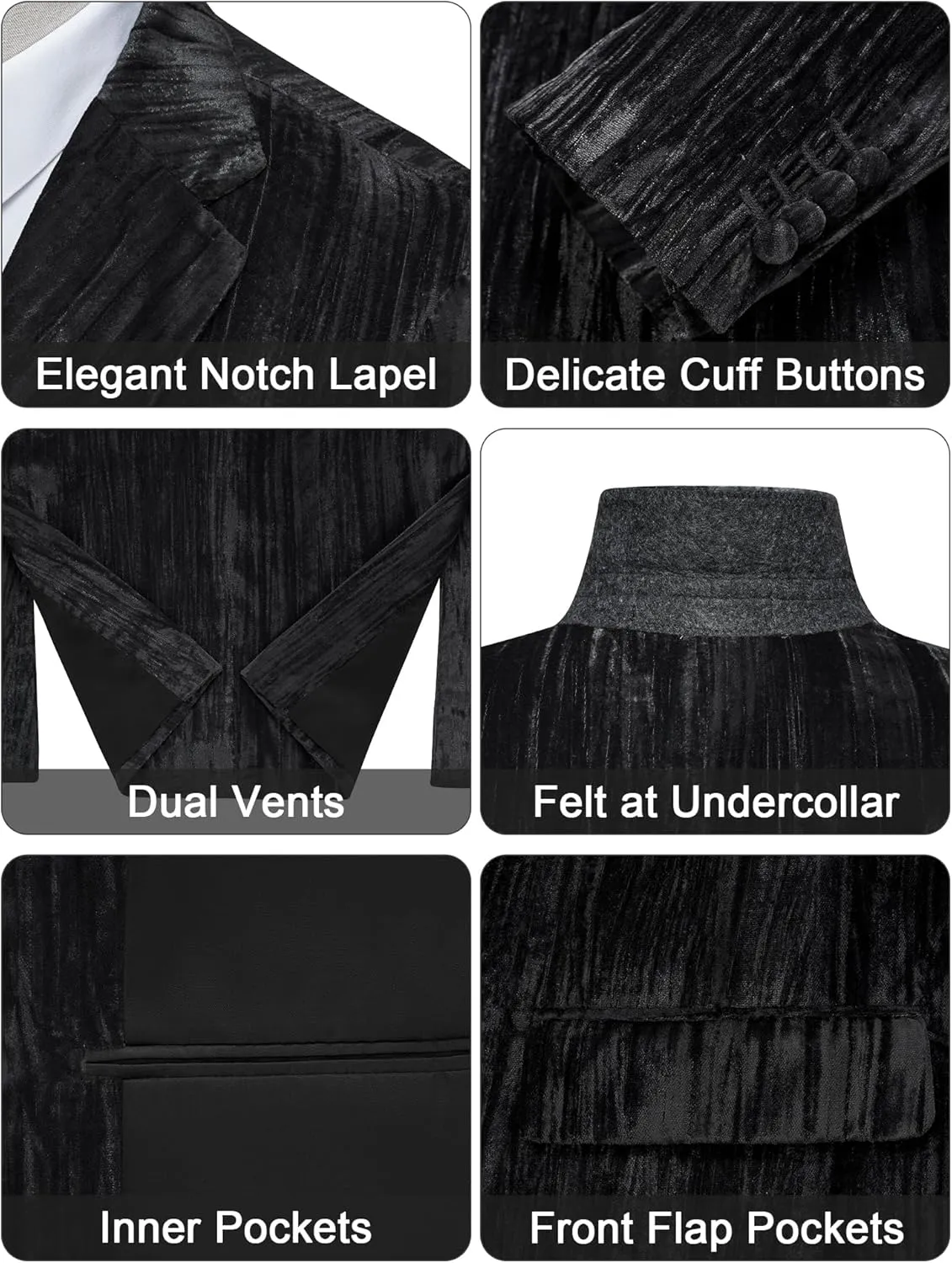 MAGE MALE Men's Velvet Tuxedo Jacket Vintage Print One Button Notched Lapel Slim Fit Blazer Prom Party Suit Coat