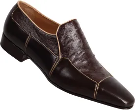 Mauri - "3004" Dark Brown Genuine Ostrich/Calf Loafer