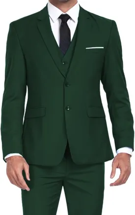 Men's Suits 3 Piece Slim Fit Dress Tuxedo for Men Two Button Solid Jacket Vest Pants Set
