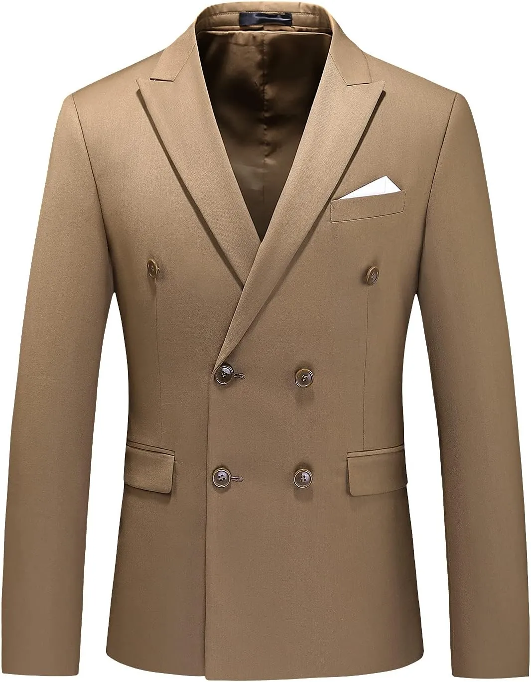 MOGU Men's Double-Breasted Suit Blazer Slim Fit Solid Color Sport Coat Jacket for Business, Wedding, Prom & Formal Events
