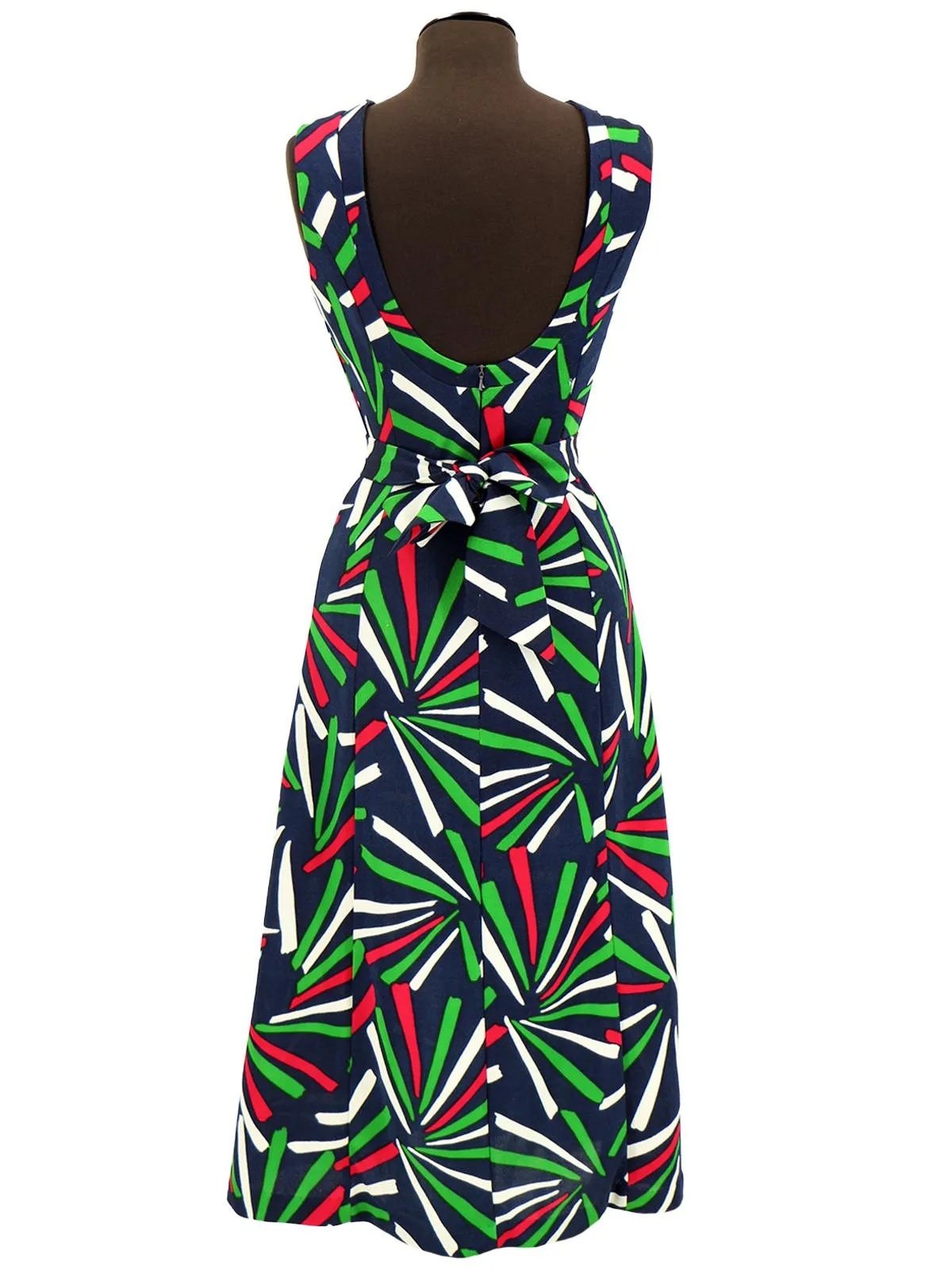 Navy Bold Print Vintage 1970s Dress