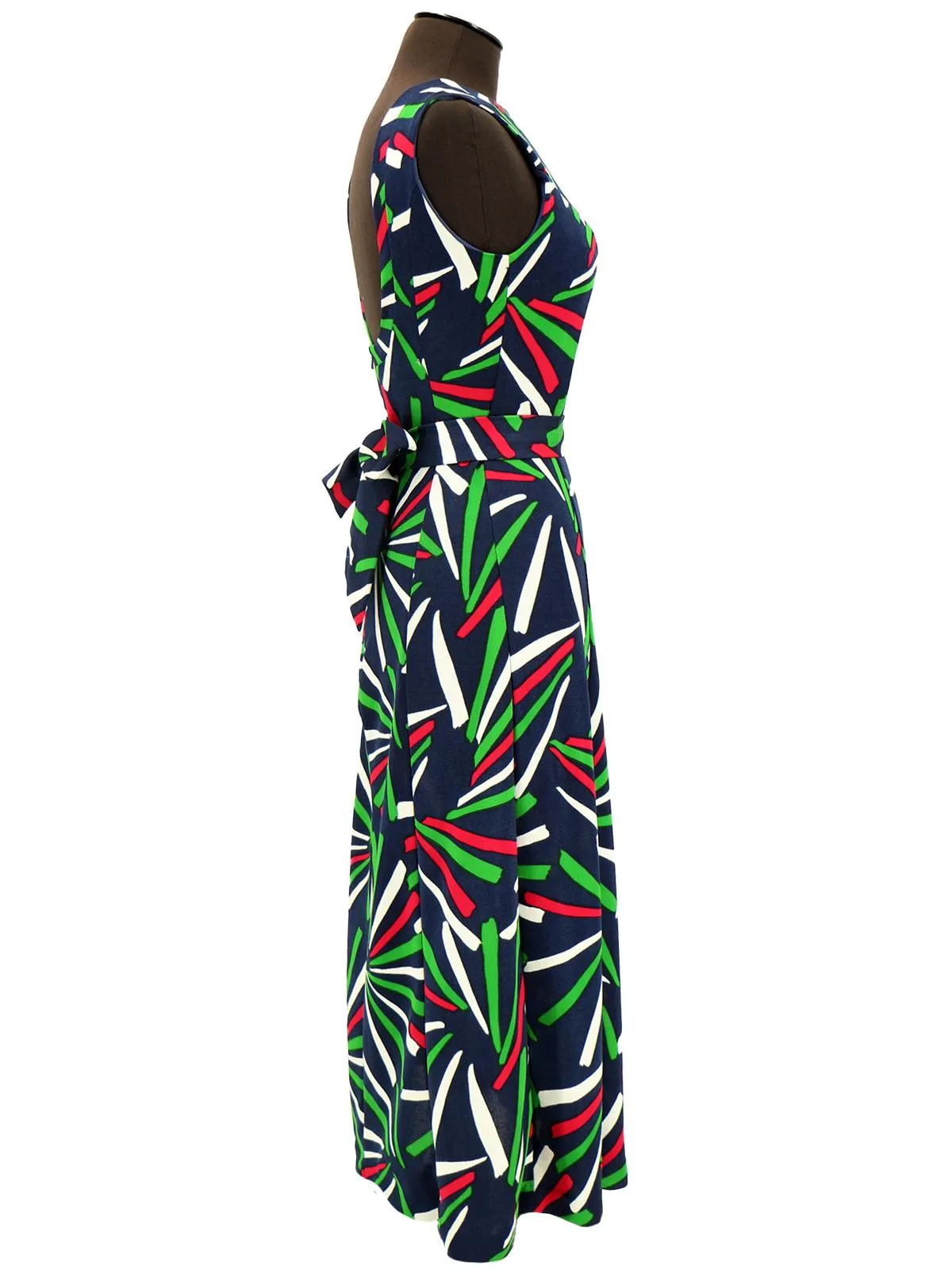 Navy Bold Print Vintage 1970s Dress