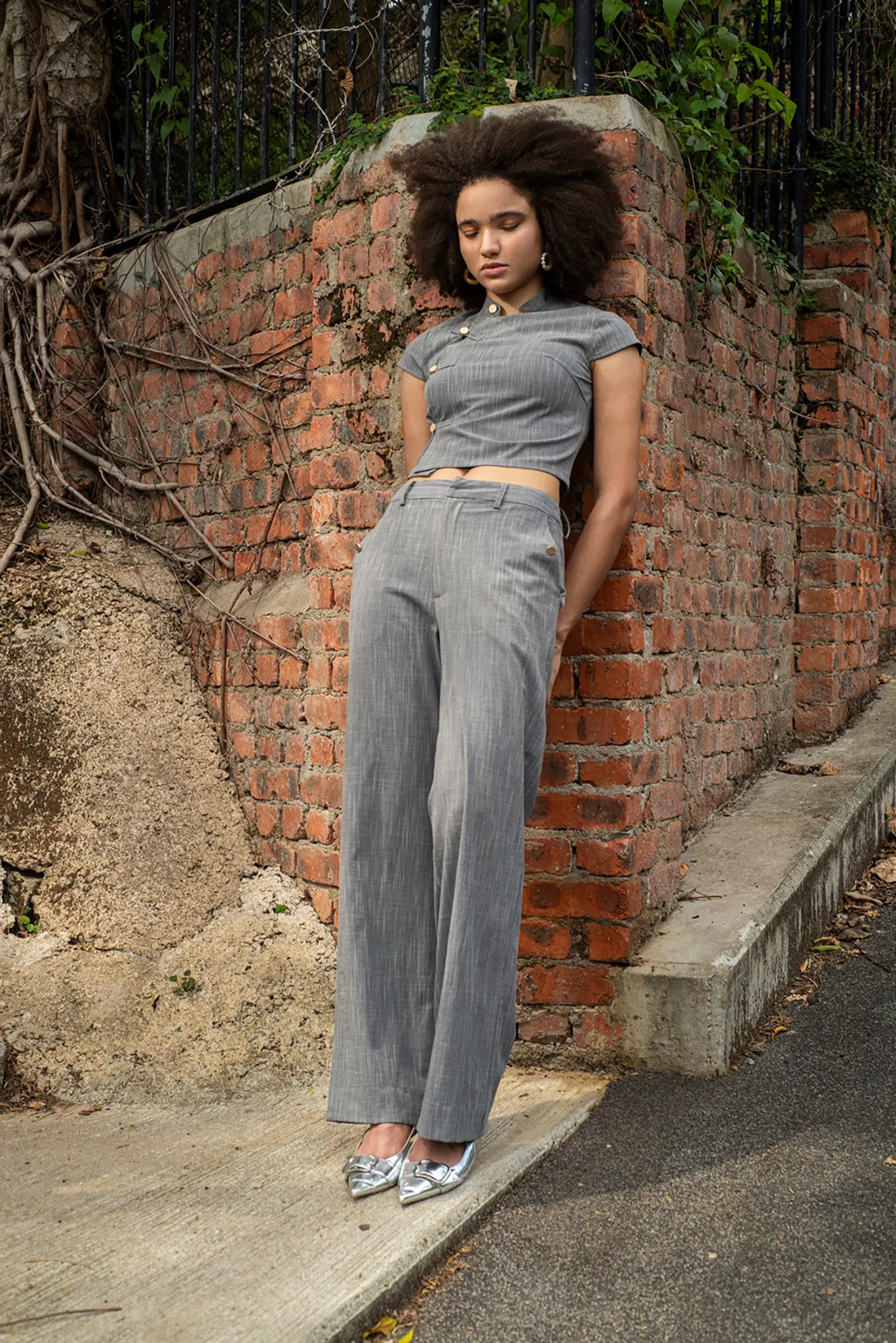 NELLY Straight Pants (Grey)