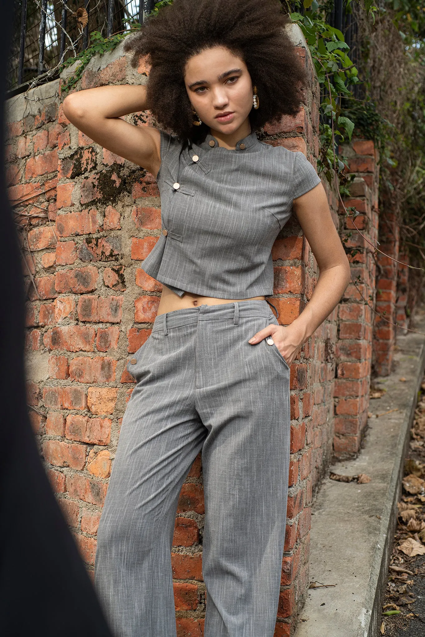 NELLY Straight Pants (Grey)