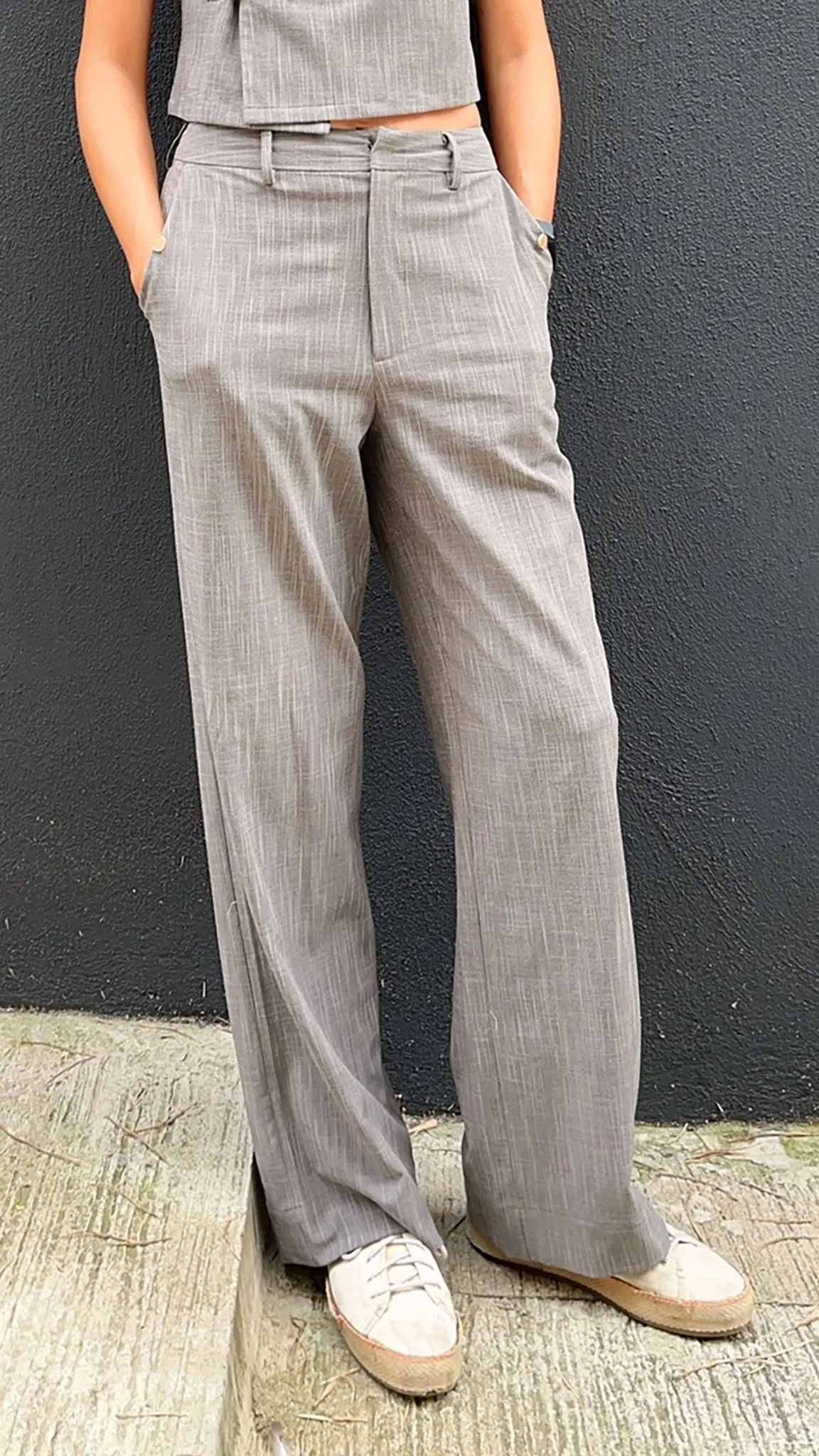 NELLY Straight Pants (Grey)