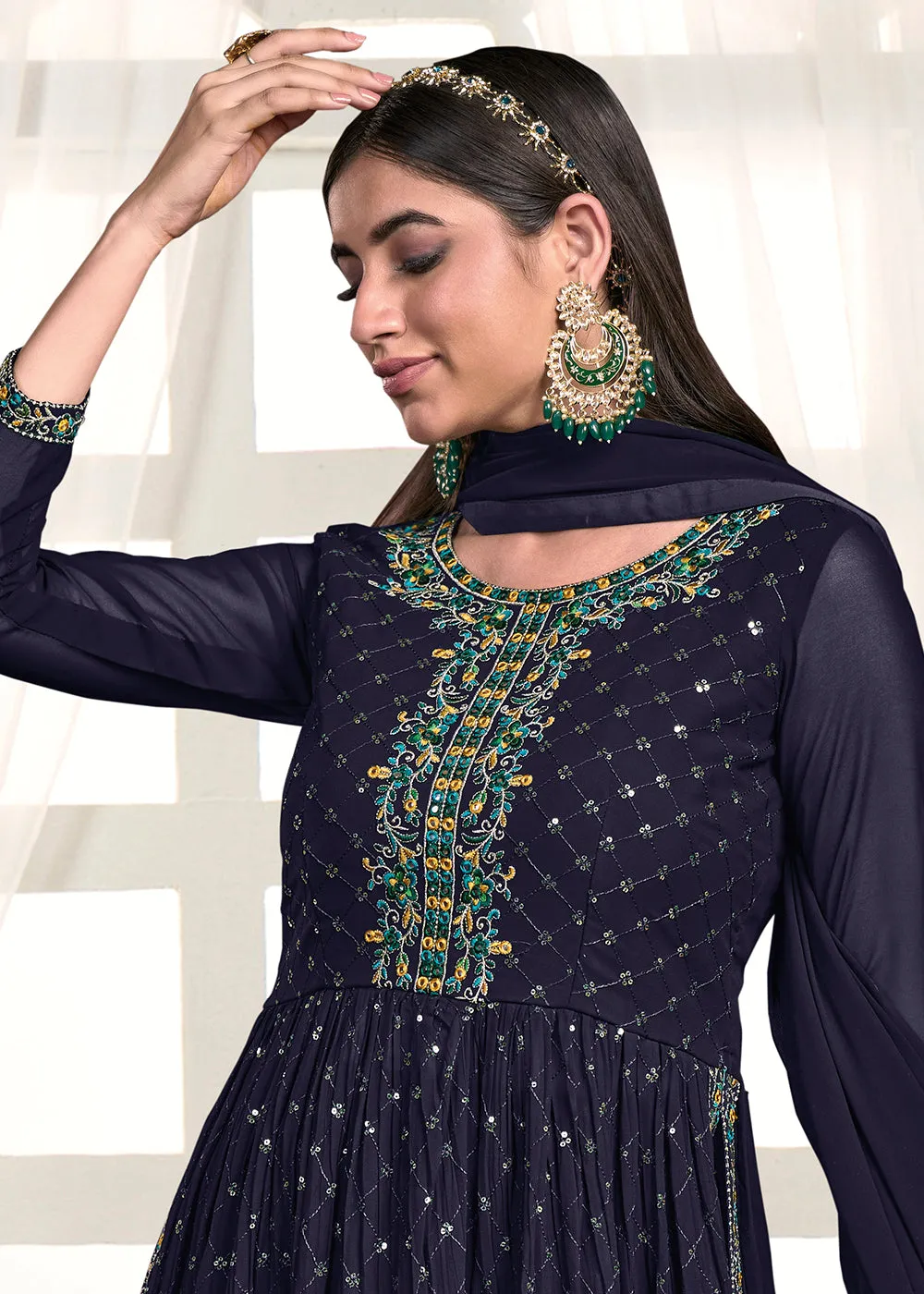 Nyra Cut Style Royal Blue Festive Palazzo Suit