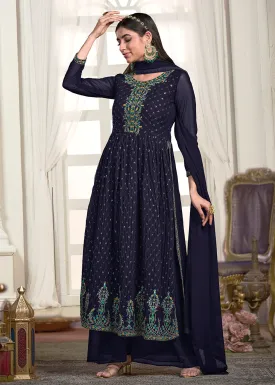 Nyra Cut Style Royal Blue Festive Palazzo Suit
