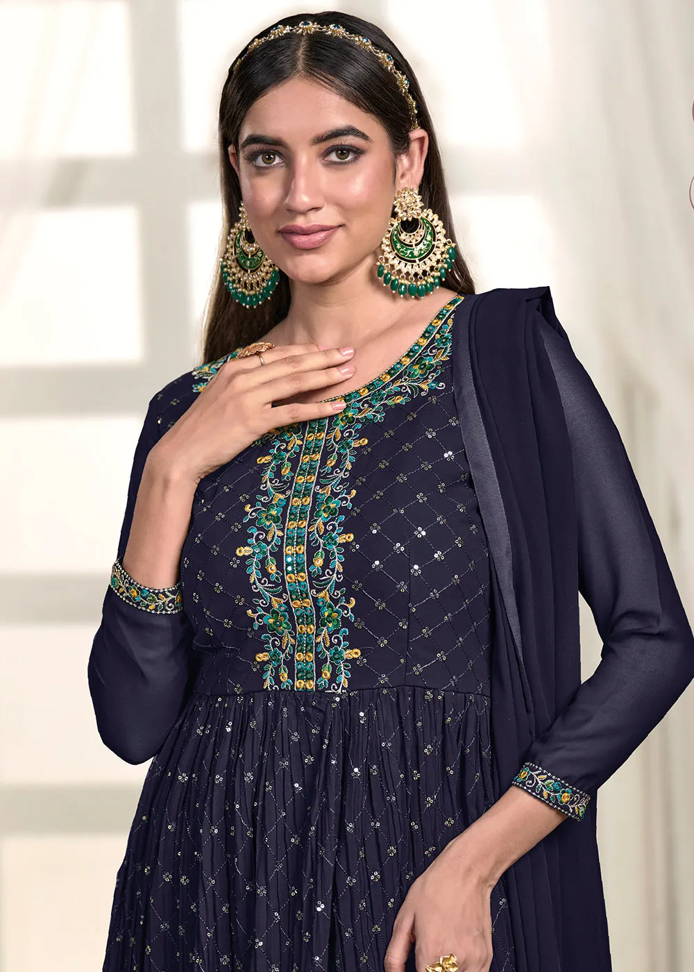 Nyra Cut Style Royal Blue Festive Palazzo Suit