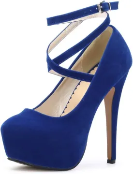 OCHENTA Women's Ankle Strap Platform Party Closed Toe Dress High Heels Pumps