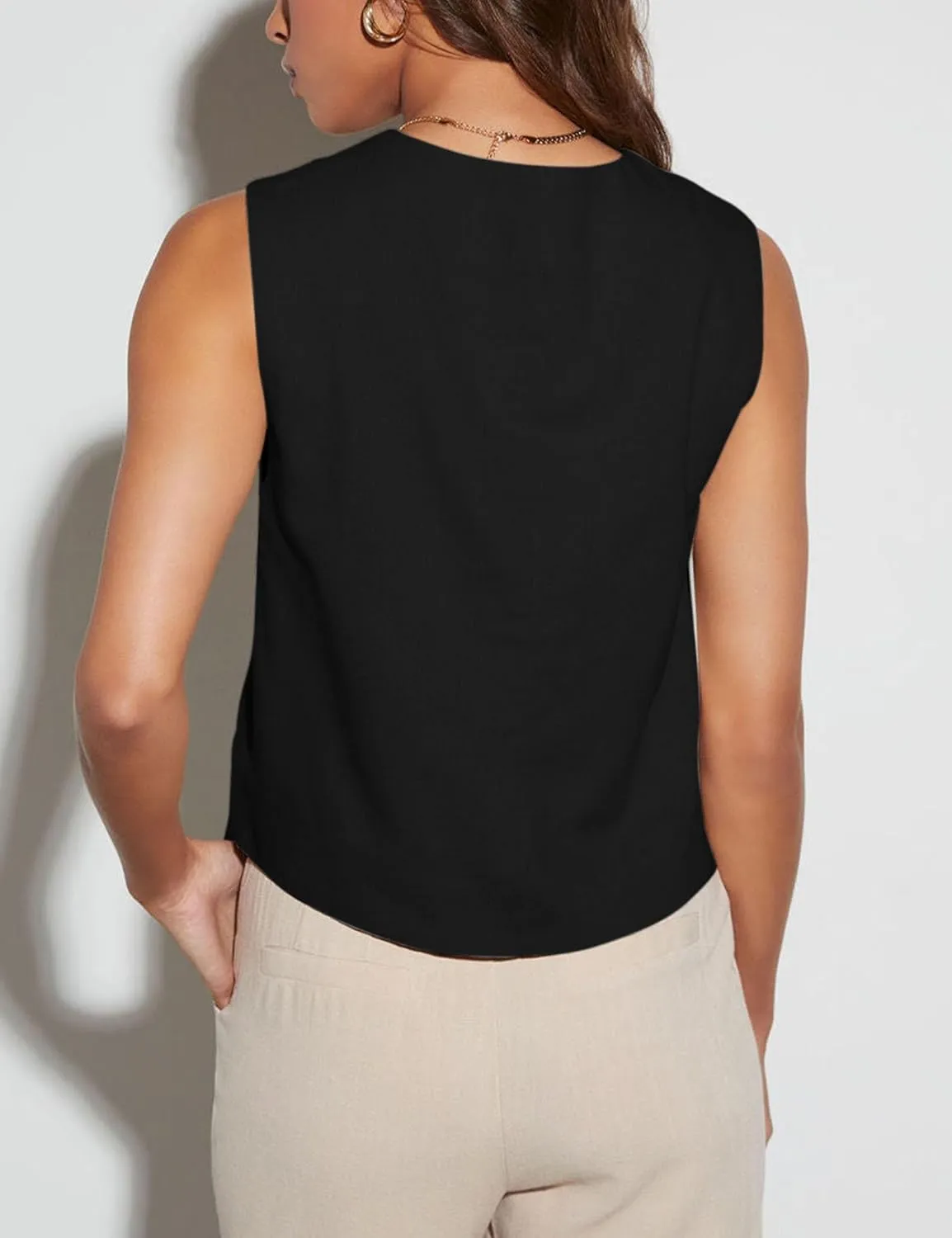 Orchidays Women's Business Button Up V Neck Vest Casual Fully Lined Sleeveless Jacket Waistcoat with Pocket
