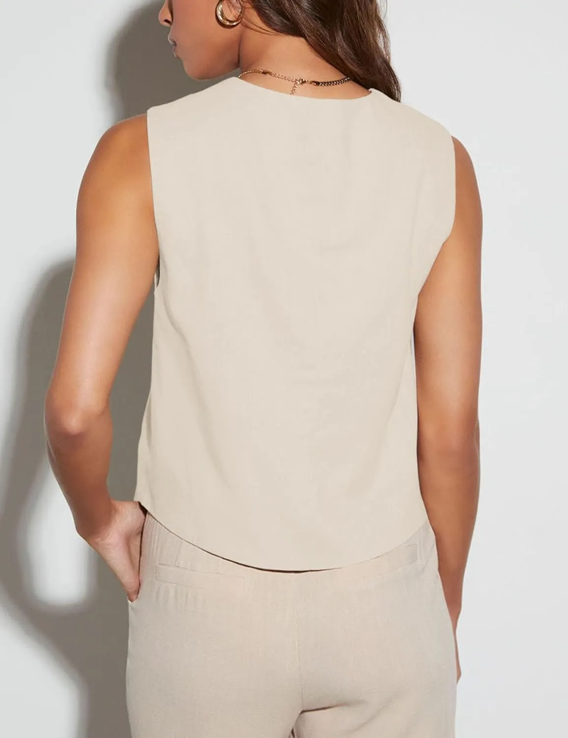 Orchidays Women's Business Button Up V Neck Vest Casual Fully Lined Sleeveless Jacket Waistcoat with Pocket