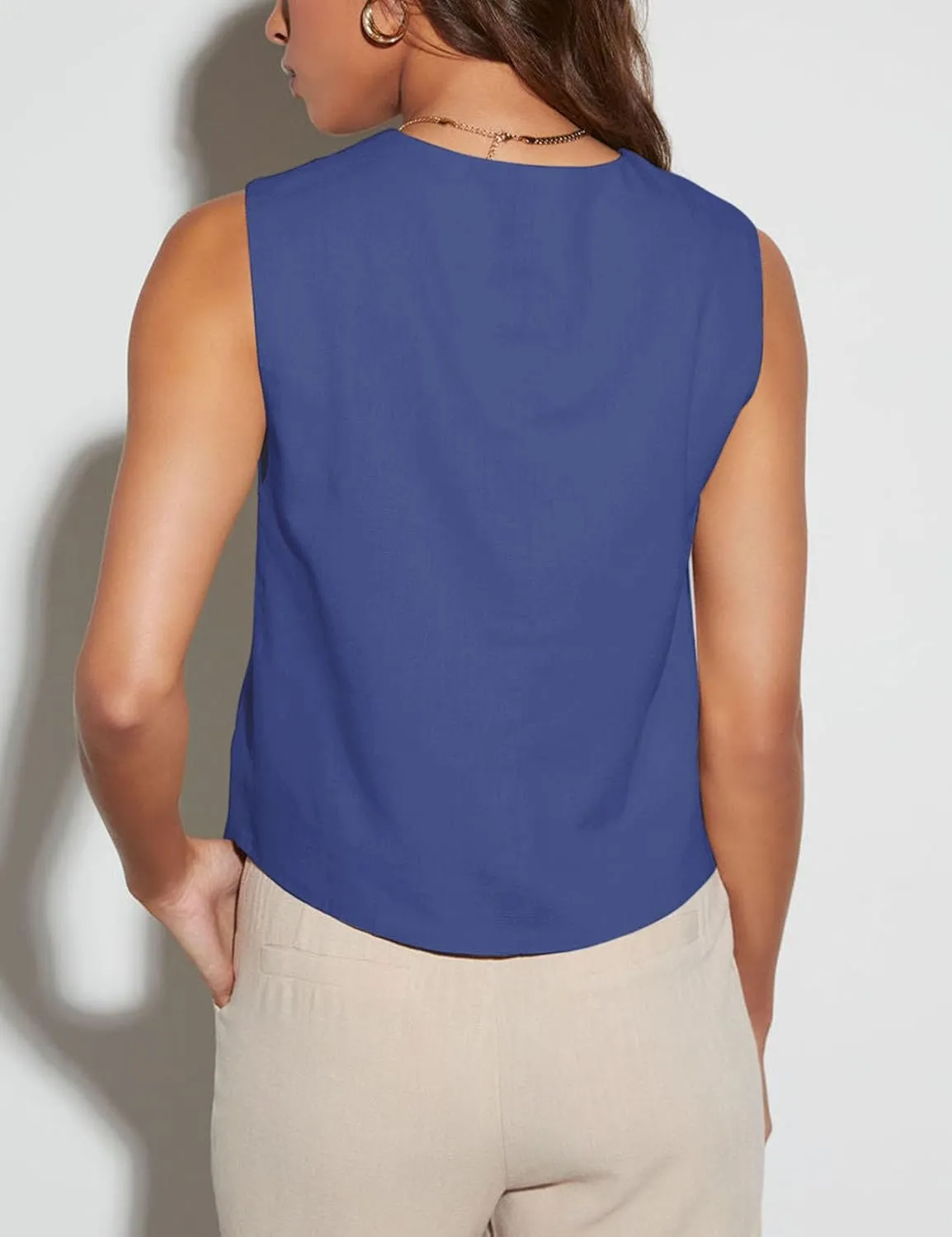 Orchidays Women's Business Button Up V Neck Vest Casual Fully Lined Sleeveless Jacket Waistcoat with Pocket