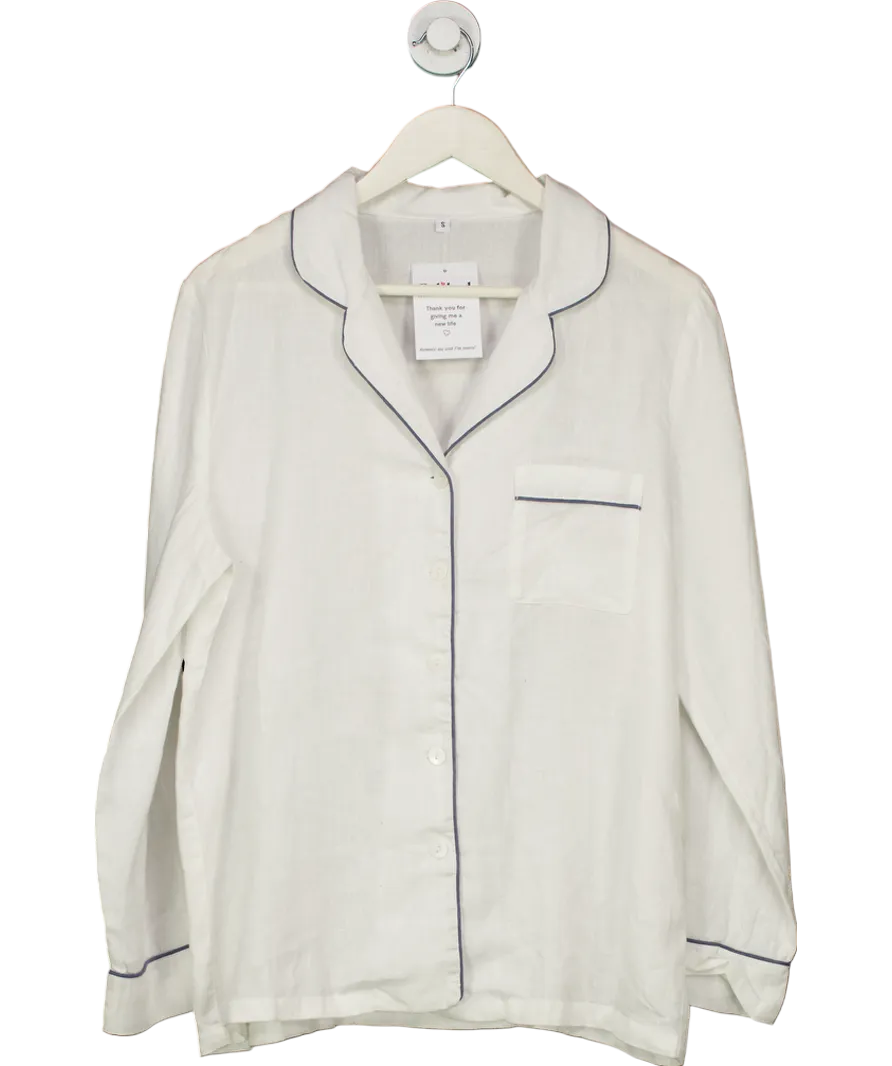 Piglet White Linen Pyjama Shirt UK S