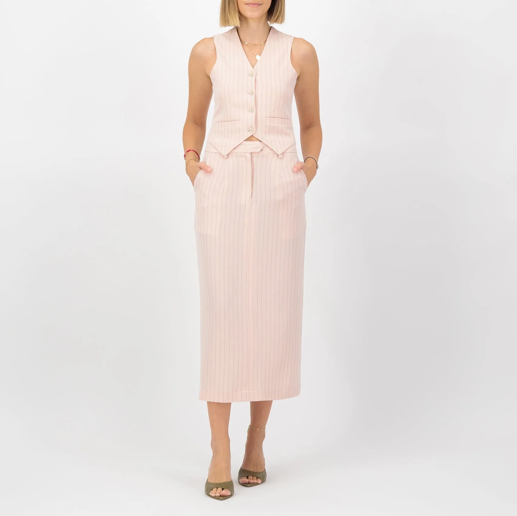 Pinstripe "power suit" skirt