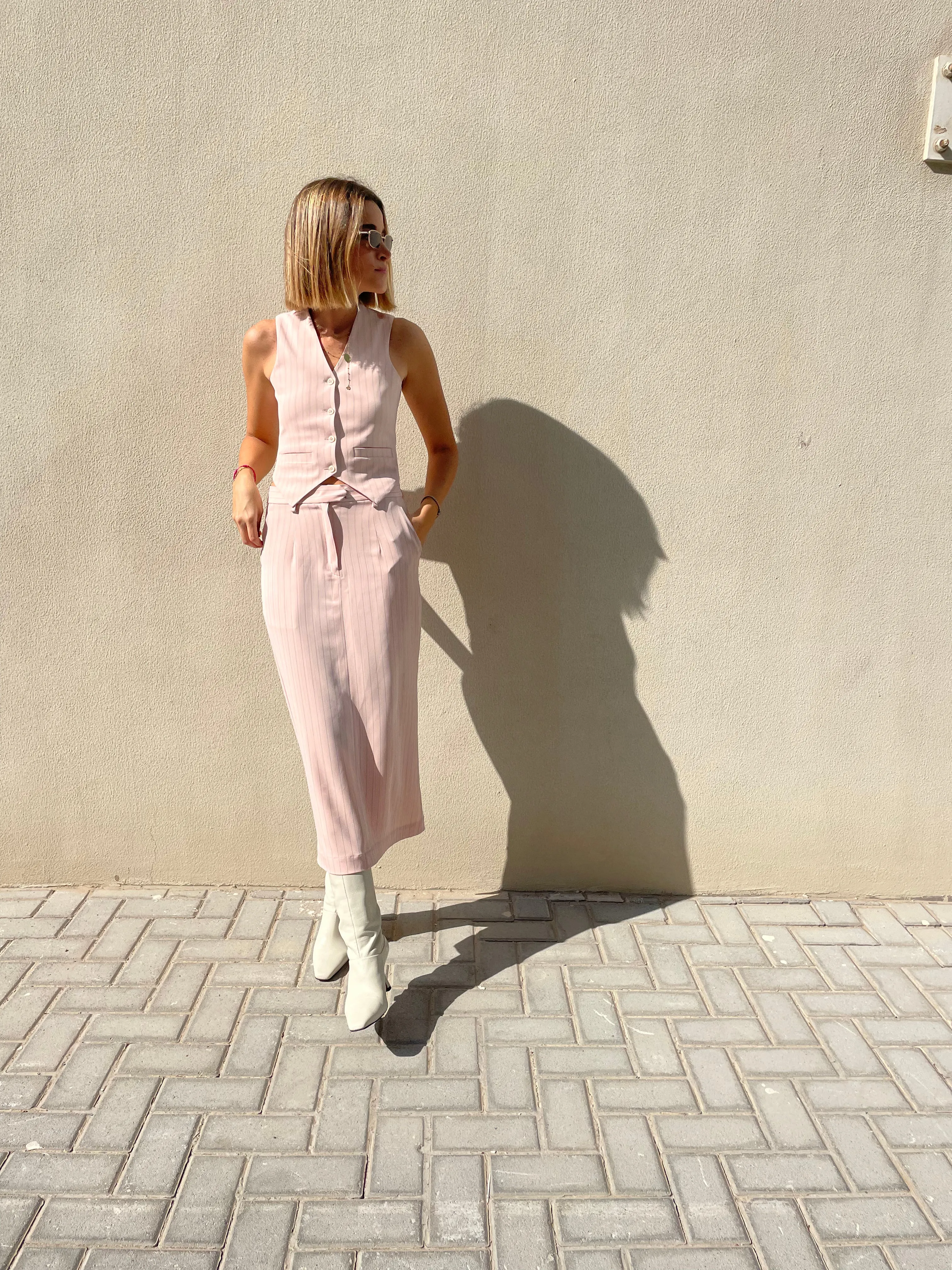 Pinstripe "power suit" skirt