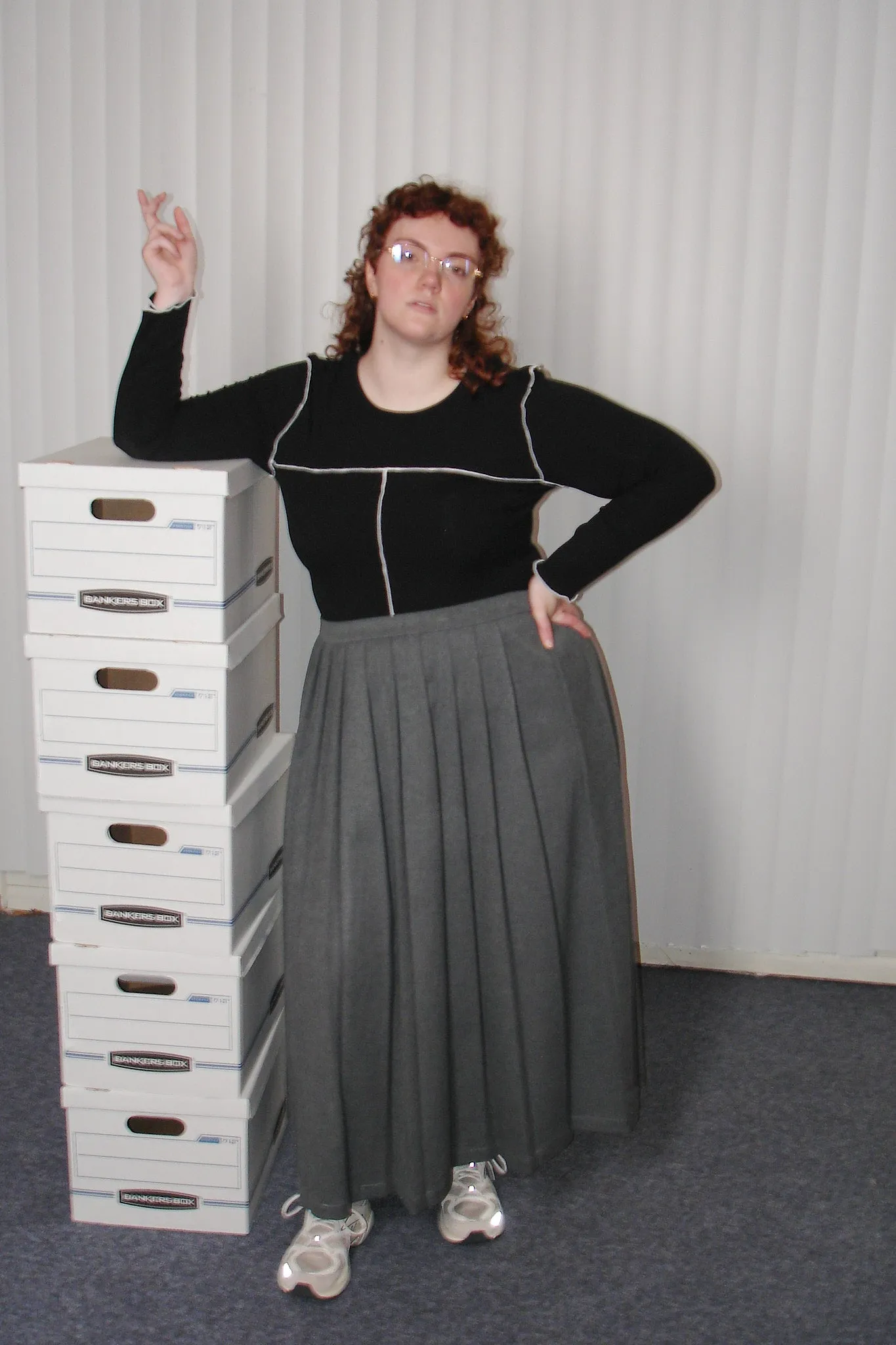 Pleated Business Skirt Dark Gray