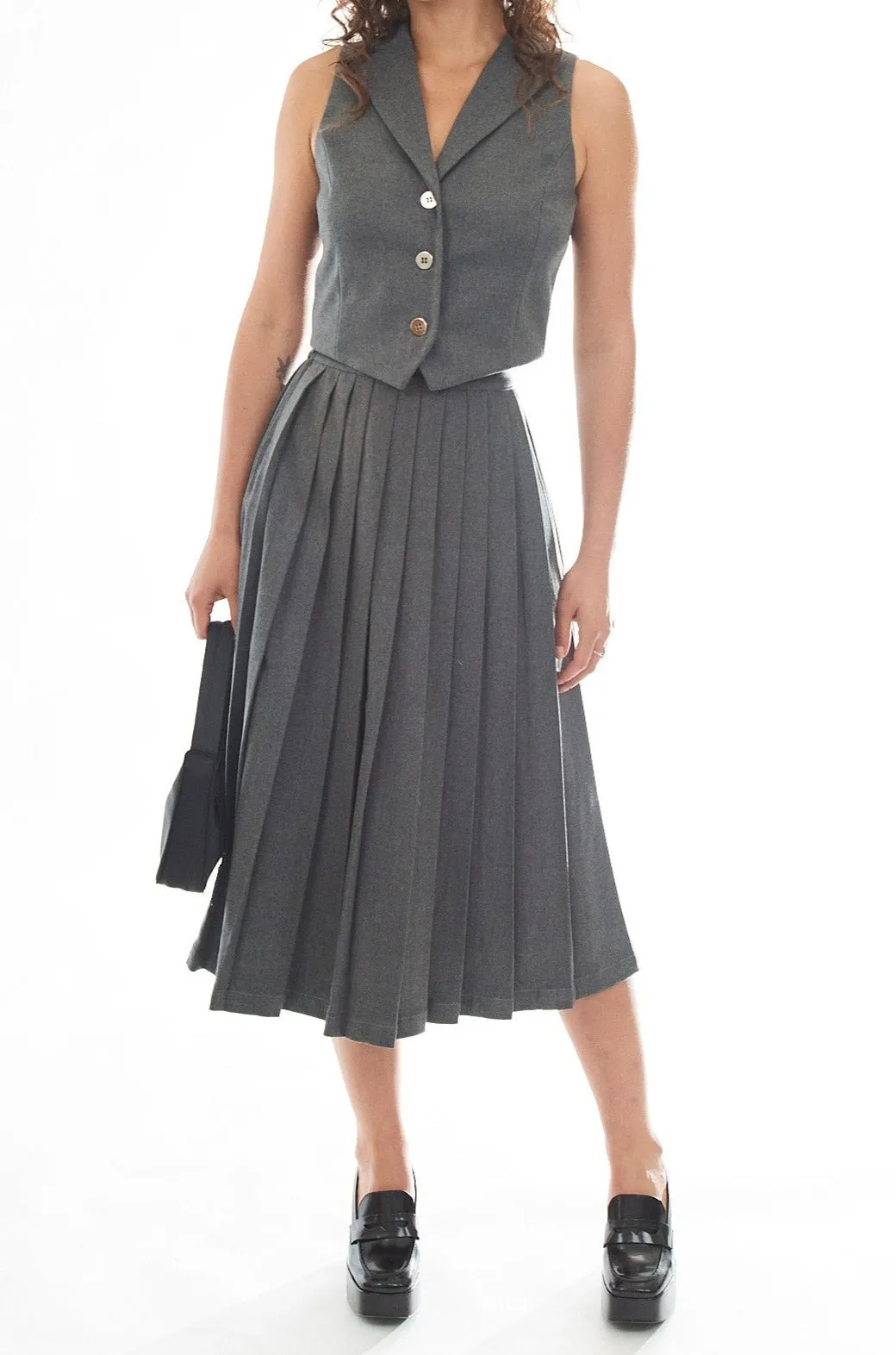 Pleated Business Skirt Dark Gray