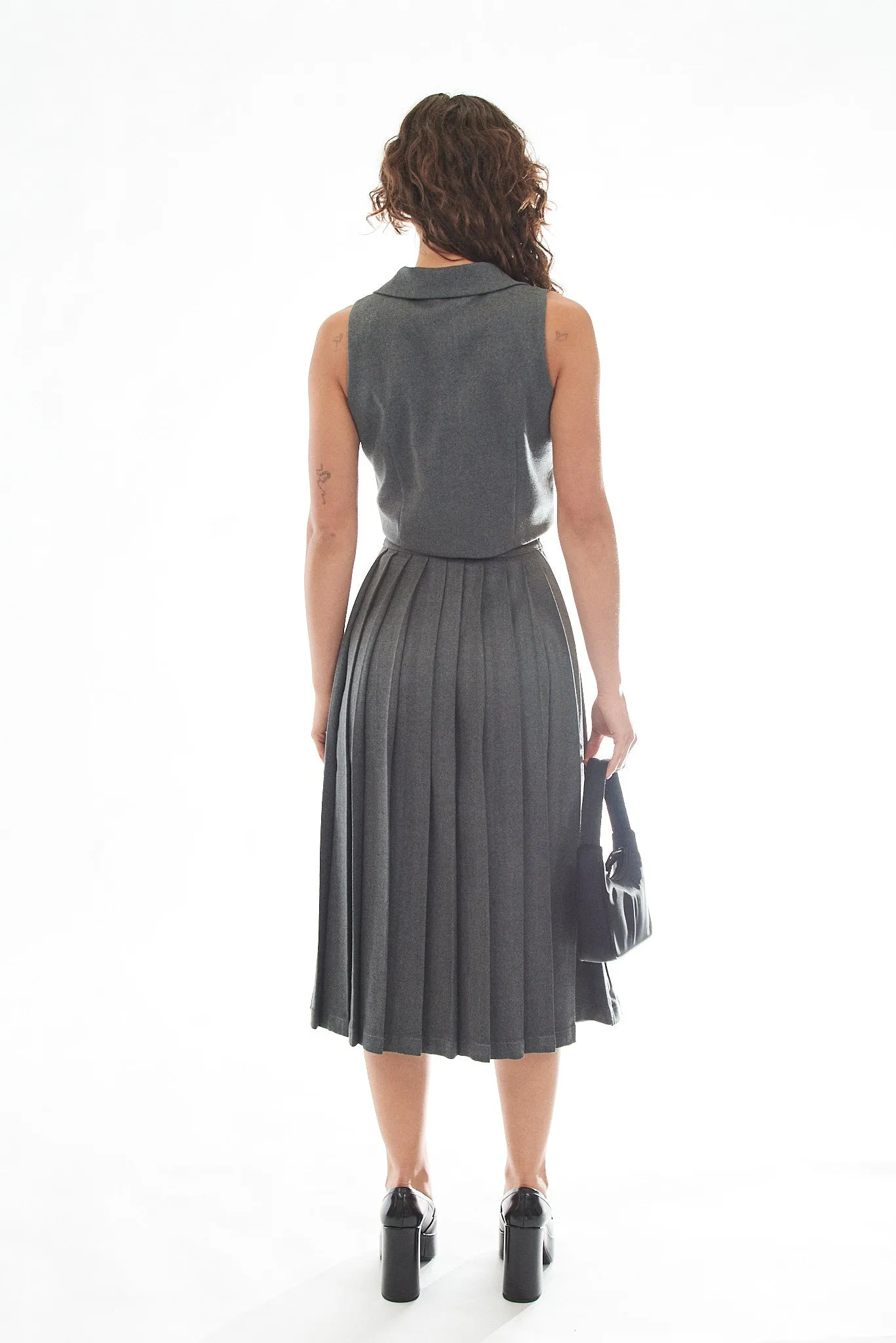 Pleated Business Skirt Dark Gray