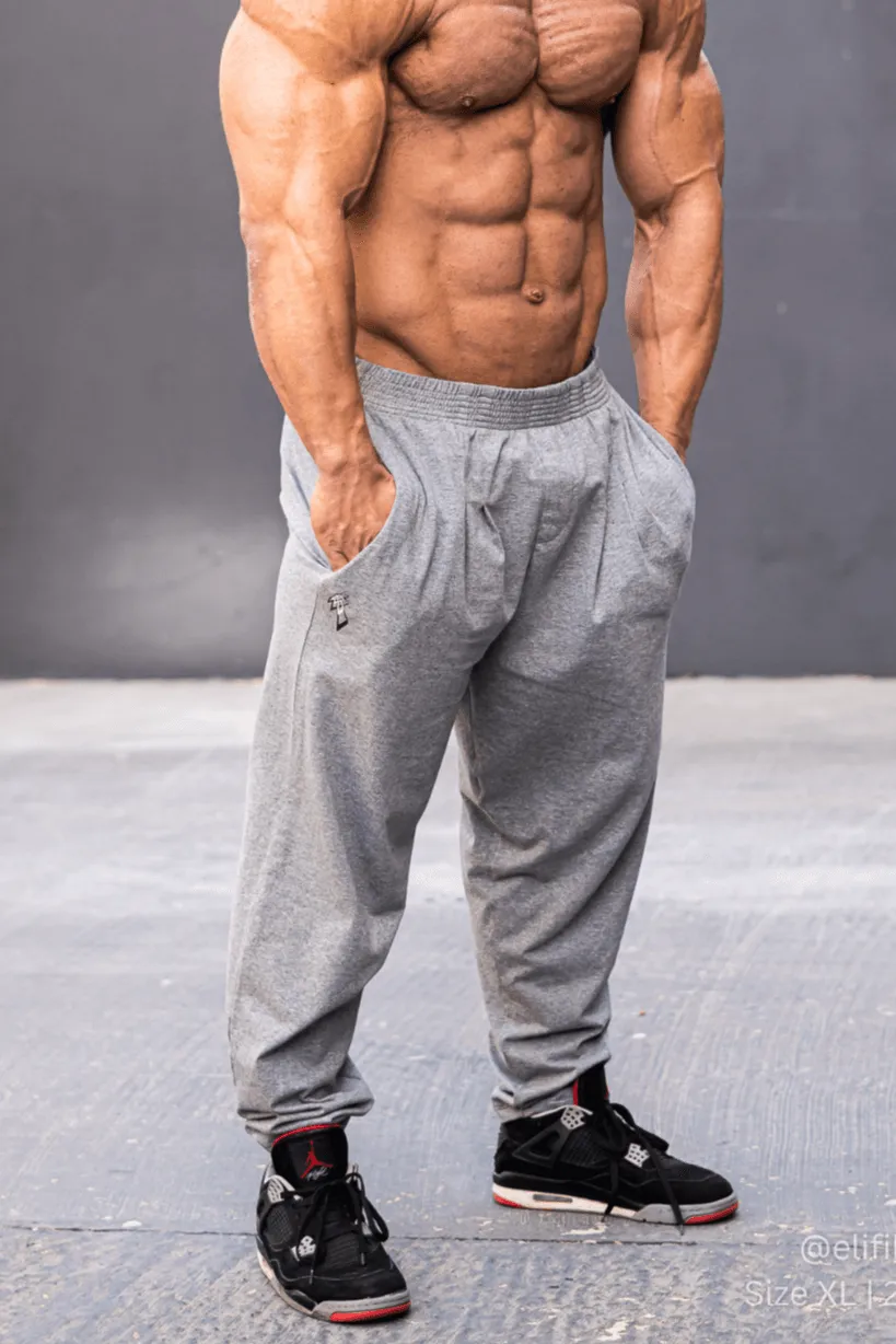 Retro Oversized Bodybuilding Pants - Glacier Gray