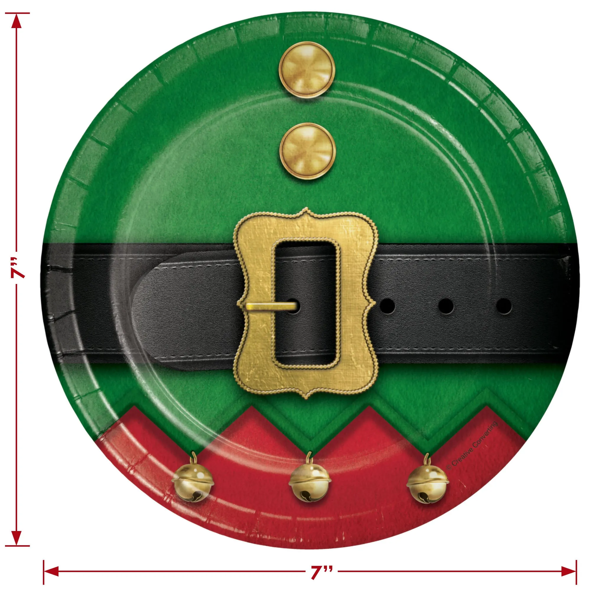 Santa's Elf Suit Green Christmas Party Paper Dessert Plates, Napkins, and Forks (Serves 16)