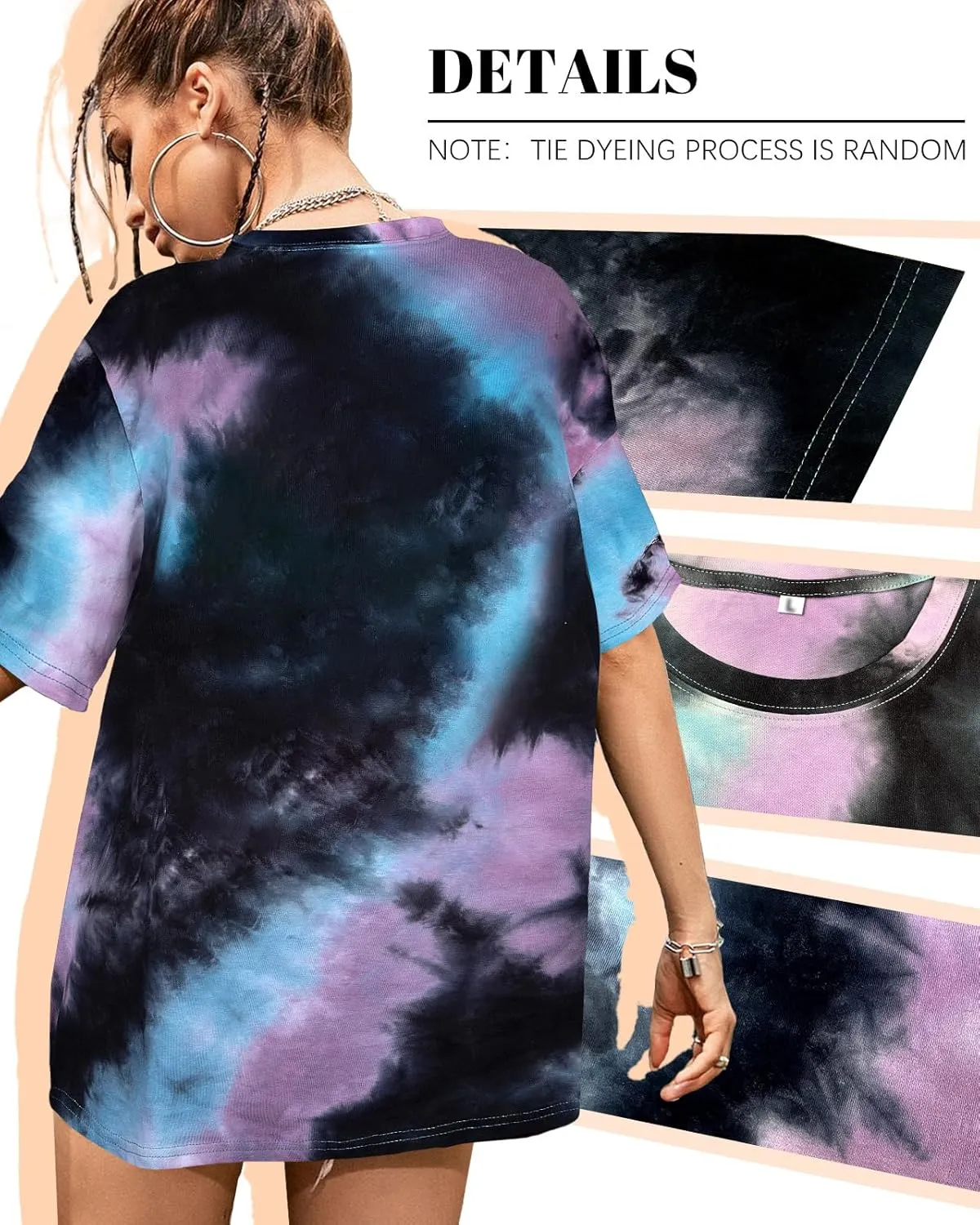 Tie Dye Shirt Women - Oversized Tie Dye T Shirt Short Sleeve Round Neck Casual Trendy Graphic Tee for Girls