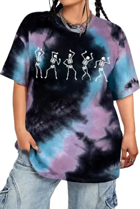 Tie Dye Shirt Women - Oversized Tie Dye T Shirt Short Sleeve Round Neck Casual Trendy Graphic Tee for Girls