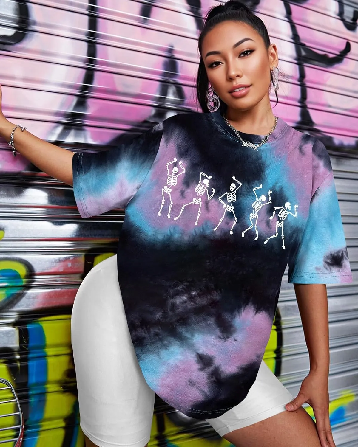 Tie Dye Shirt Women - Oversized Tie Dye T Shirt Short Sleeve Round Neck Casual Trendy Graphic Tee for Girls