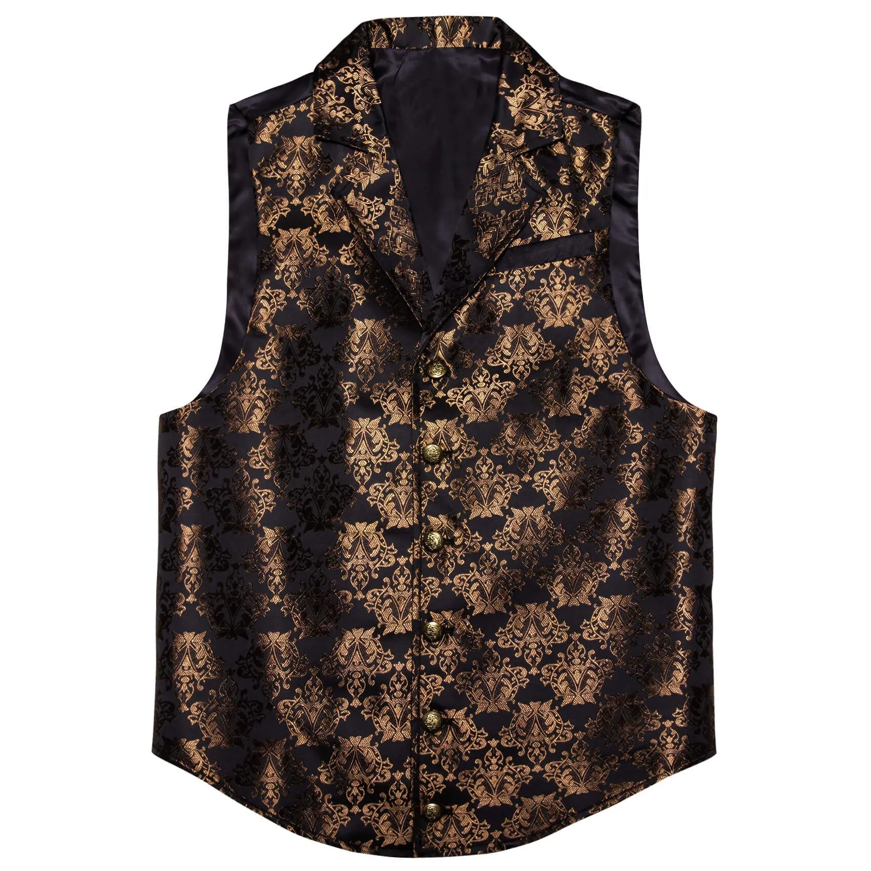 Ties2you Men's Vest Black Tortilla Brown Floral Silk Waistcoat Suit Vest