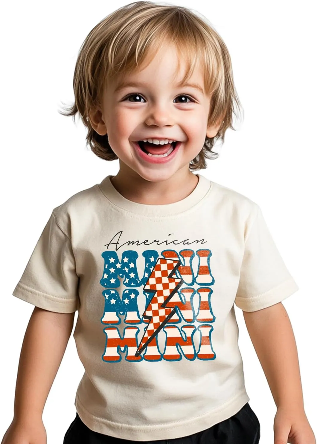 Toddler Boys 4th of July Shirt, Girls Kids USA Red White and Blue Shirts, American Flag Independence Day Tee 2-8T