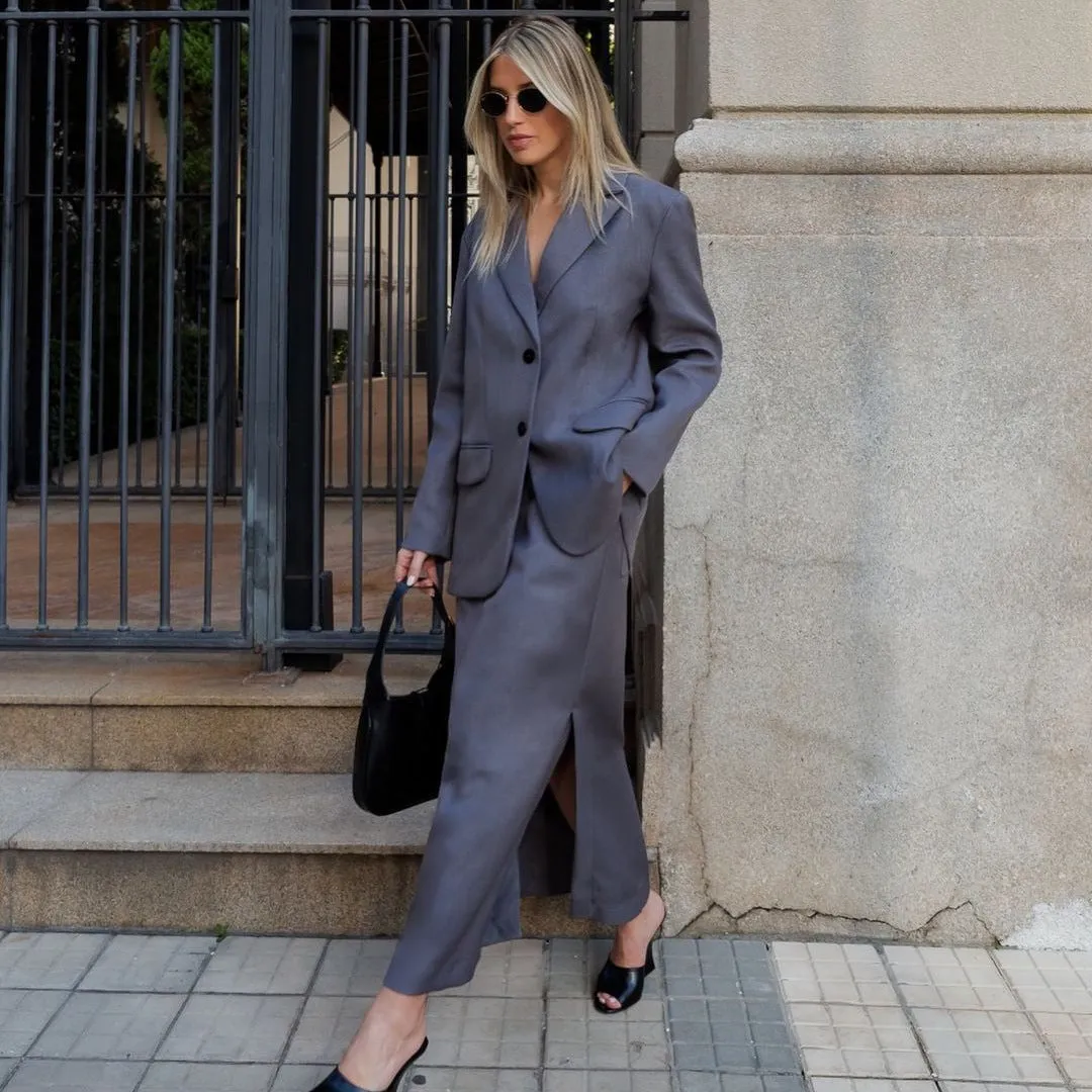 Toleet 2000s fashion 2024 Autumn New Women's Clothing Solid Color High-Grade Temperament Commuter Suit Skirt Suit for Women