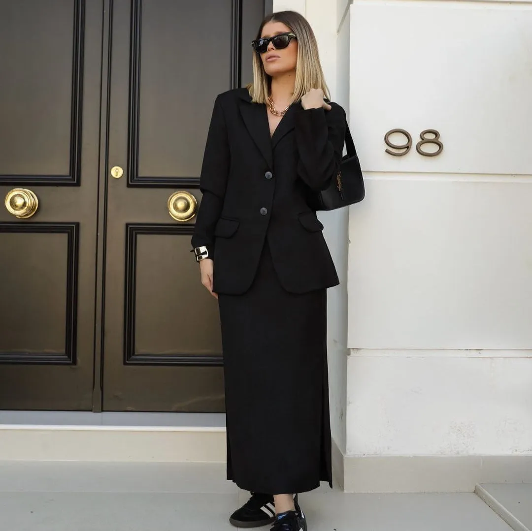 Toleet 2000s fashion 2024 Autumn New Women's Clothing Solid Color High-Grade Temperament Commuter Suit Skirt Suit for Women