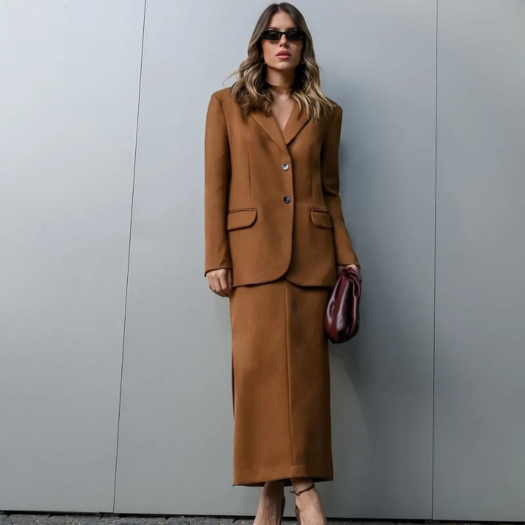 Toleet 2000s fashion 2024 Autumn New Women's Clothing Solid Color High-Grade Temperament Commuter Suit Skirt Suit for Women