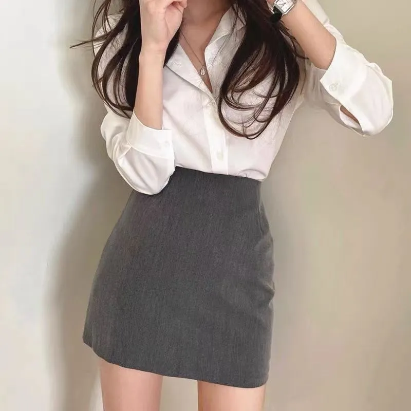 Toleet 2000s fashion Business Wear White Shirt Suit Skirt Light Mature Style Skirt Slimming Women's 2024