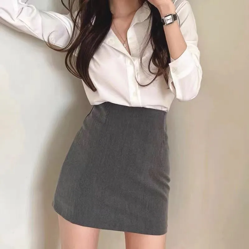 Toleet 2000s fashion Business Wear White Shirt Suit Skirt Light Mature Style Skirt Slimming Women's 2024