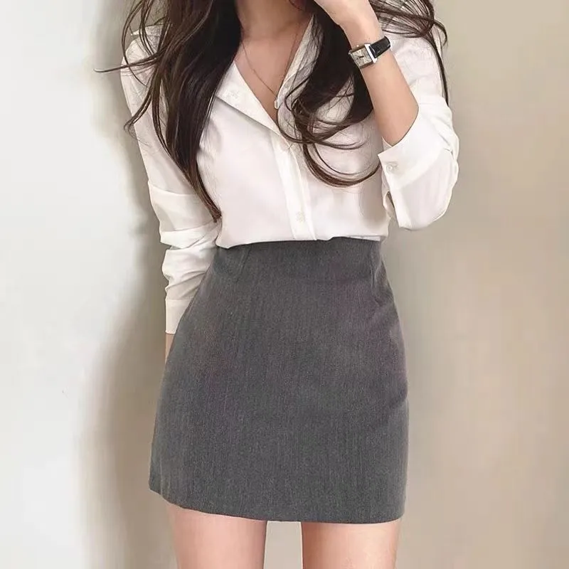 Toleet 2000s fashion Business Wear White Shirt Suit Skirt Light Mature Style Skirt Slimming Women's 2024