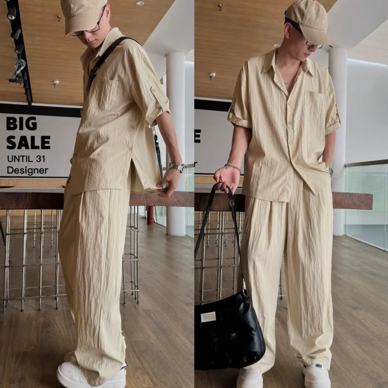 Toleet starboy outfit Half Sleeve Casual Suit Trendy Men's Sense of Korean Style Design Suit