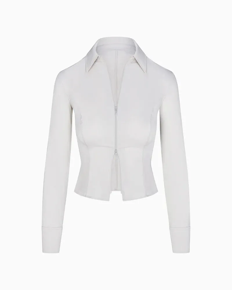 Toleet Women's Street Style Sexy Hot Girl Kylie Double Zipper Slim-Fit Short Long-Sleeved Shirt Hip Skirt Suit