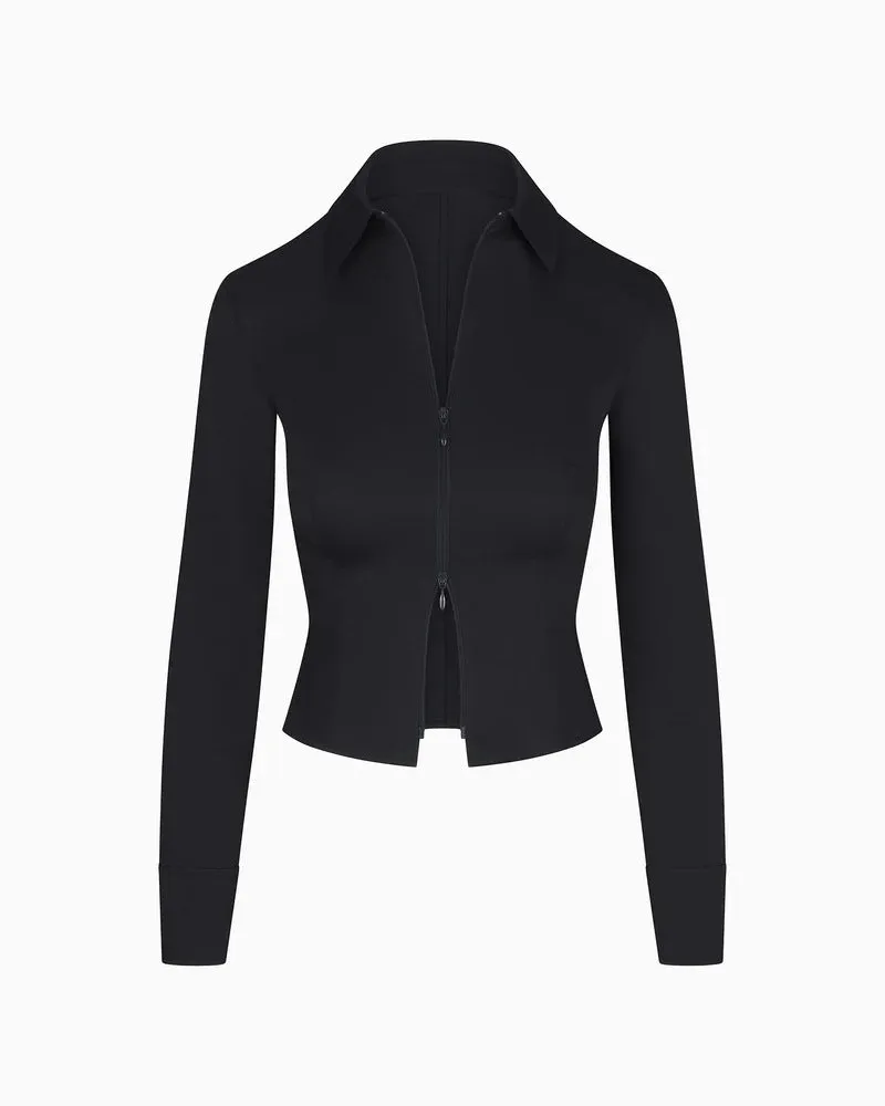 Toleet Women's Street Style Sexy Hot Girl Kylie Double Zipper Slim-Fit Short Long-Sleeved Shirt Hip Skirt Suit