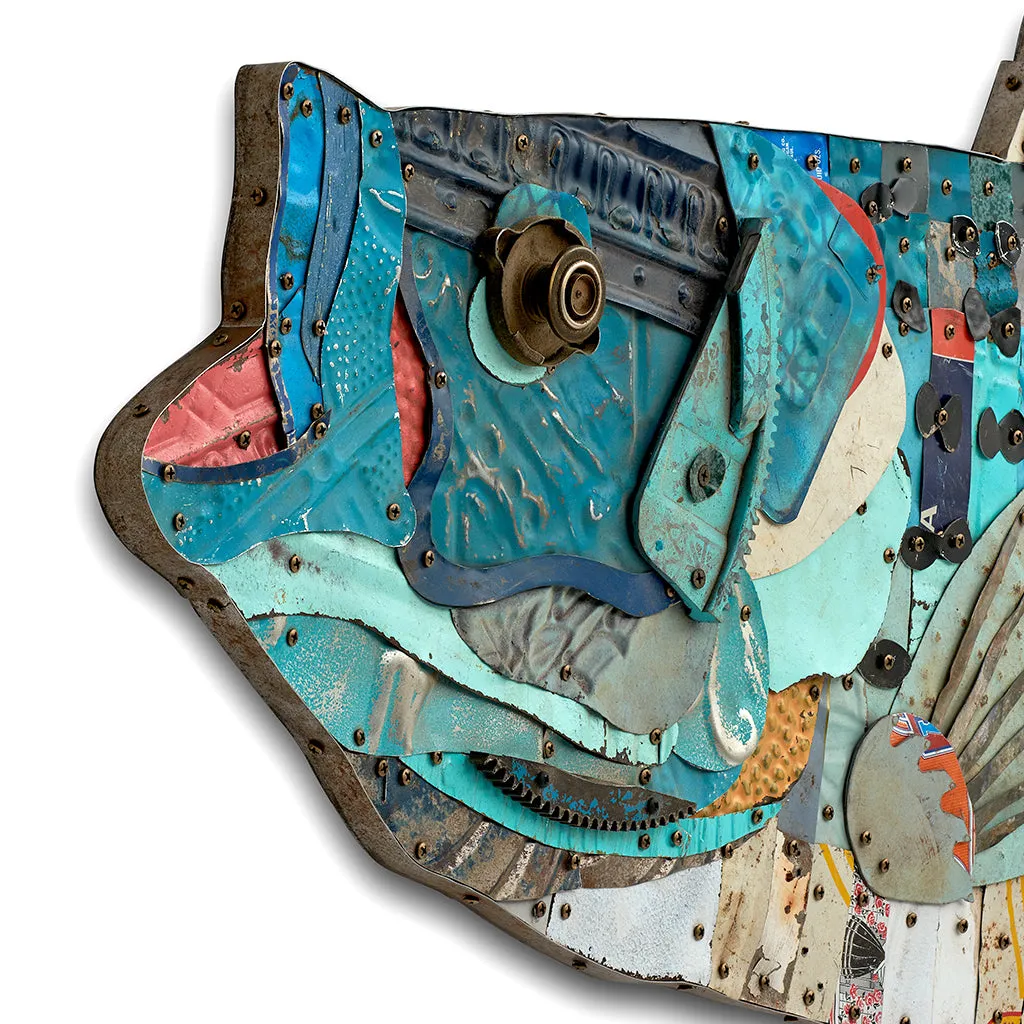 TROPHY FISH (STRIPED BASS) original metal wall sculpture