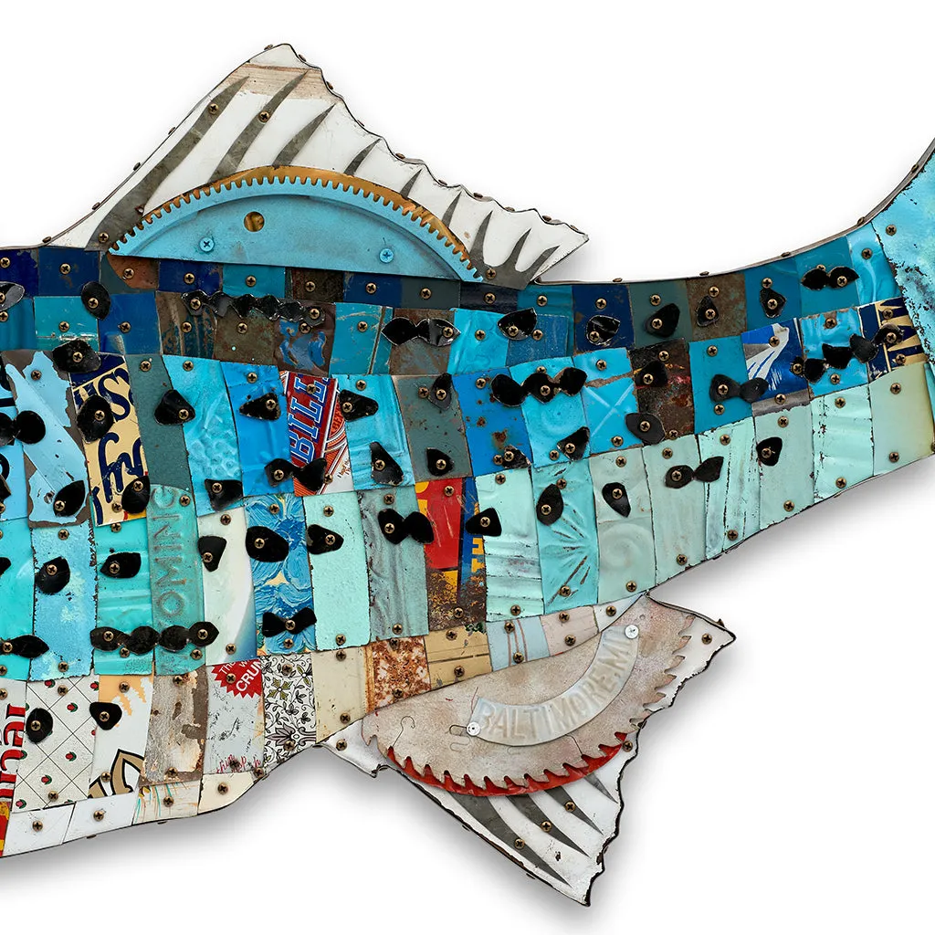 TROPHY FISH (STRIPED BASS) original metal wall sculpture