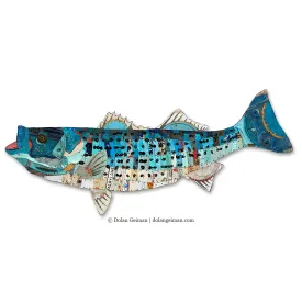 TROPHY FISH (STRIPED BASS) original metal wall sculpture