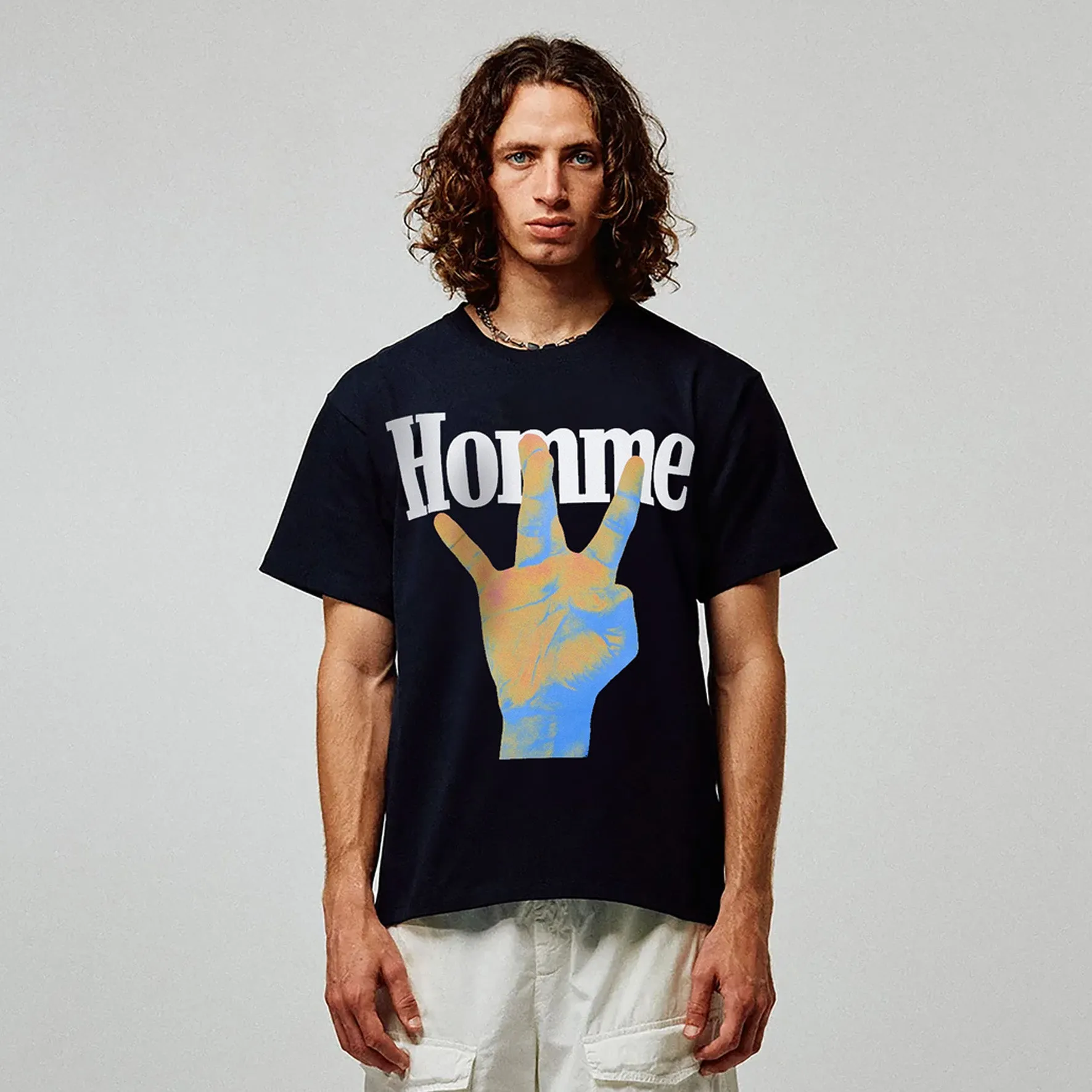Twisted Fingers Tee Black with Infrared