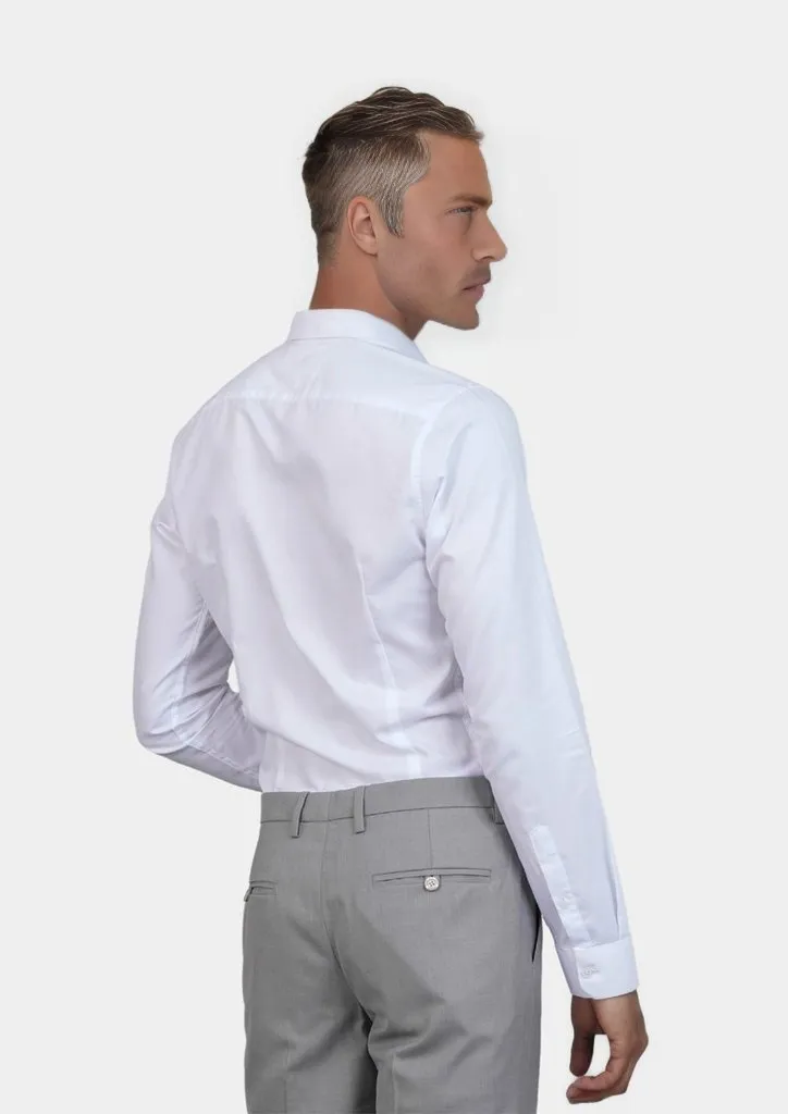 White Egyptian Cotton Broadcloth Shirt - English Party