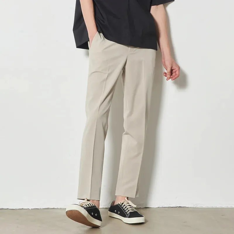 Wiaofellas  -  Business Summer Trousers Men's Loose Straight Ankle Length Pants Vertical Korean Men's Thin Khaki Casual Suit Pants 2Y8755