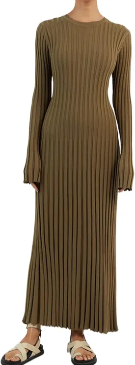 Women Y2K Bell Long Sleeve Knit Sweater Dress Crewneck Ribbed Bodycon Long Maxi Slim Fit Dress Streetwear